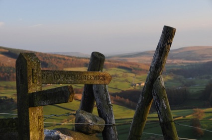 signpost and ladder stile
